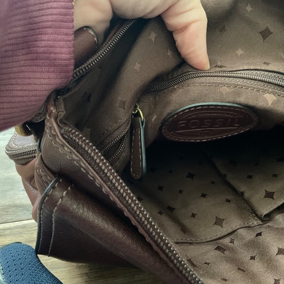 Fossil crossbody purse handbag, pebbled leather brown, great condition - Picture 13 of 16